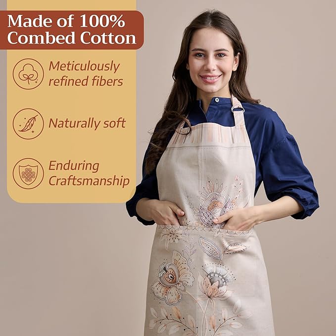 Maison d' Hermine 100% Cotton Apron for women with Pocket Kitchen Chef Apron for Men Cooking Easter Decorations