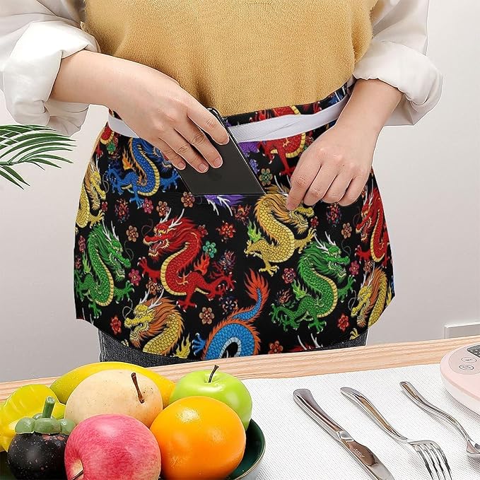 Short 3 Pockets Waist Waiter Waitress Half Apron Waterproof Chef Aprons