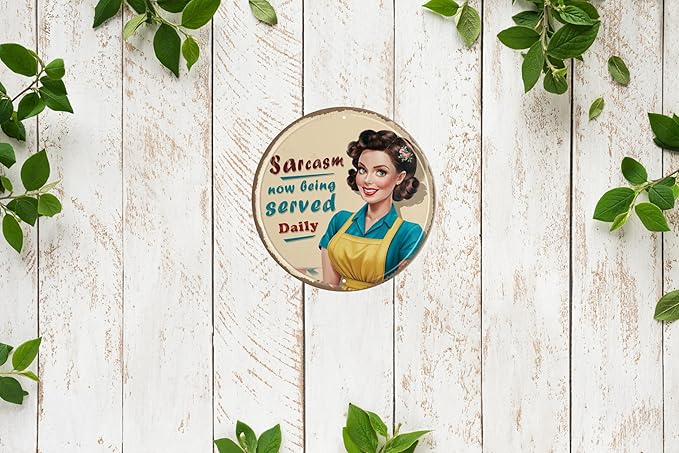 Retro Metal Tin Sign Wall Decor 8x8 in Now Being Served Daily Funny Vintage Wall Plaque Poster For Cafe Bar Restaurant Supermarket Shop Suitable for Home Decor & Gift