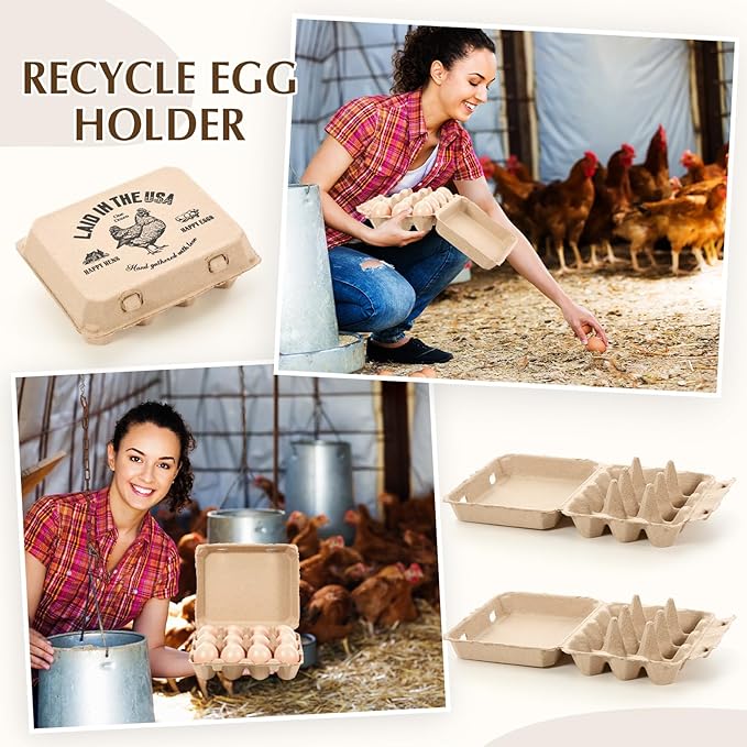 Maxdot 36 Pack Egg Cartons Bulk 3x4 Style Holds Cardboard Egg Cartons Made from Paper Pulp with Instruction Cards & Jute Rope Empty Egg Tray Holder for Family Farm, Supermarkets, Kitchen