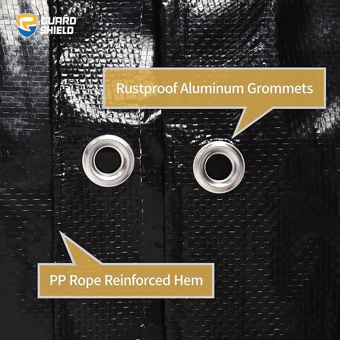 GUARD SHIELD Black Tarp Waterproof 12x20 Feet Medium Duty All Purpose Poly Tarps Cover 7mil
