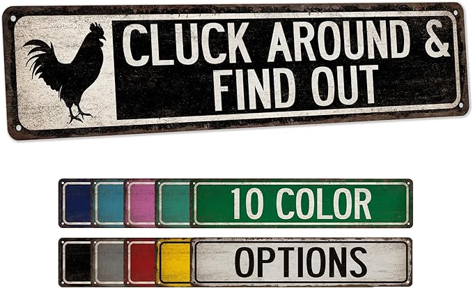 Cluck Around & Find Out Chicken Coop Sign - Made In USA - Chicken Décor Farmhouse Wall Décor Rustic Chicken Décor Kitchen Decor 104180017004
