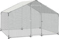 Large Metal Chicken Coop with Roof and Run for 6-10 Chickens, Walk-in Outdoor Chicken Runs for Yard with Waterproof Cover,Wire Mesh Poultry Cage as Hen House,Duck Coop,Rabbit Hutch