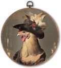 Hxlac Whimsical Chicken Round Wall Art Framed, Dark Moody Rooster Round Wall Decor, Rustic Farm Animal Chicken Hanging Canvas Prints Wall Sculptures for Kitchen Bedroom Living Room Decor, 10x10 Inch