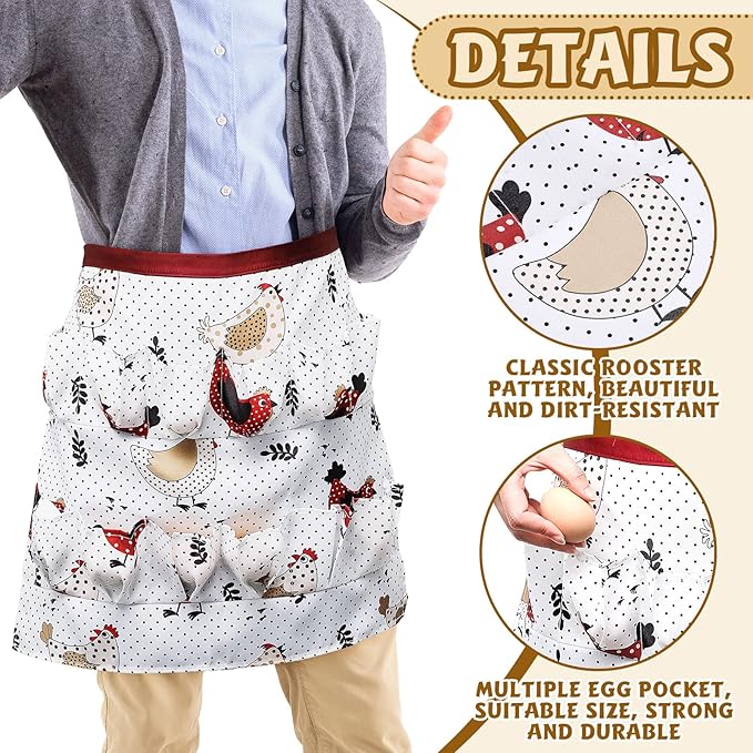 Syhood 3 Pcs Egg Collecting Apron for Chicken Duck Goose with 4/8/12 Pockets Gathering Collecting for Holding Multiple Easter Farmhouse Kitchen Restaurant