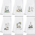 GROBRO7 Church Hymn Hand Towels - 6Pcs Christian Religious Kitchen Dishcloths Set Soft Polyester Towel Bathroom Home Dining Table Decorative Tea Party Favors Housewarming Gift for Hostess Men Women