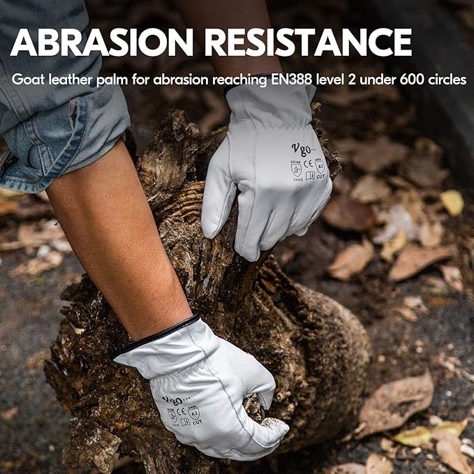 Vgo... Cutproof Gloves,Cut Resistance ANSI A3,Touchscreen,Mechanic Gloves,Goat Leather