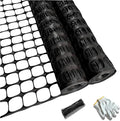 PotatoLife Plastic Mesh Fence Safety Fence, 2 Roll 4'x100' with 100 Zip Ties, Resuable Temporary Netting for Garden Fencing, Construction, Snow Fencing, Animal Barrier, Poultry, Deer, Patio, Black
