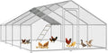Large Metal Chicken Coop Run with Roosting Perch– Outdoor Waterproof & UV-Resistant Cover for Chickens, Ducks, Rabbits, and Hens in Yard or Farm Use Spire Roof(13.1'Wx26.2'Lx 6.5'H)