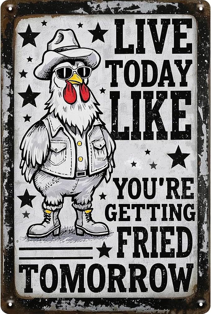 Chicken Retro Tin Sign Vintage Metal Post Wall Art Chicken Decoration for Coops Farms Yard Home Bar Cafe Garage or Office Chicken Gift Idea