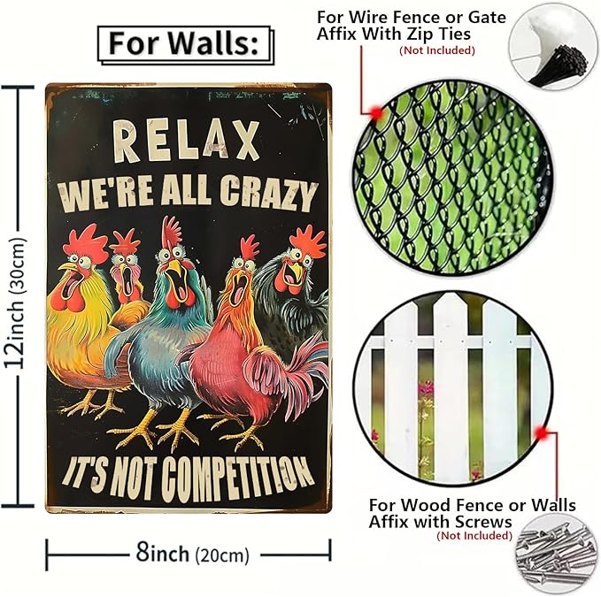 Chicken Metal Tin Sign Vintage Retro Poster Wall Decor Chicken Decoration for Chicken Coops Farms Yard Home Bar Cafe Garage or Office - Thoughtful Funny Chicken Gift Idea