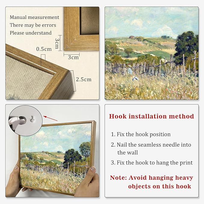 Sky Grassland Wall Art Vintage Farmhouse Pictures Nature Scenery Painting Colorful Farmhouse Artwork Countryside Canvas Wall Art Farmhouse Wildflower Painting Rustic Landscape Poster 8x10inch Framed