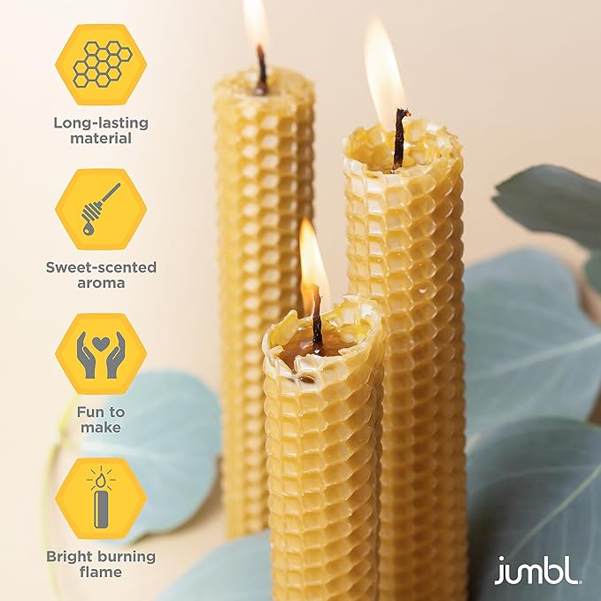Jumbl 30 Pcs. Beekeeping Starter Set, 10-Frame Sheets White Painted Beehive for Beginners and Professionals, Comprehensive Tool Set, Introduction Booklet, 20 Bees-Wax Sheets for Candle Making