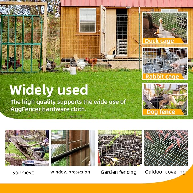 36inch x 50ft Hardware Cloth 1/4 inch Chicken Wire Fencing 23Ga, Hot Dipped Galvanized After Welding Garden Plant Supports Welded Metal Chicken Wire Fence, Poultry Animal Netting Cage Screen