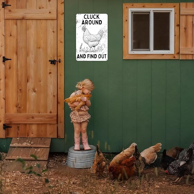 Farmhouse Kitchen Decor Chicken Themed Gifts Funny Quotes Metal Poster Outdoor Chicken Coop Vintage Metal Sign 8×12 Inches For Yard Home