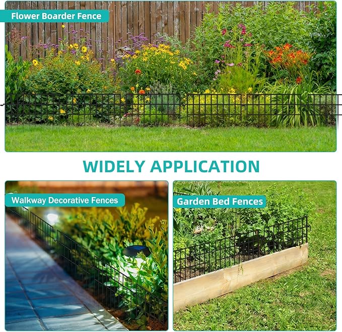 30 Panels Animal Barrier Fence, No Dig Fences, 13in(H) X 42.5ft(L) Garden Fence Animal Barrier for Rabbit and Dog Under Fencing Barrier, Rustproof Metal Fences Border for Outdoor, Yard, Patio