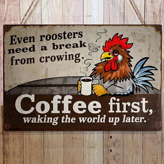 Chicken Retro Tin Sign Vintage Metal Poster Wall Decor Chicken Decoration for Coops Farms Yard Home Bar Cafe Garage or Office - Thoughtful Chicken Gift Idea