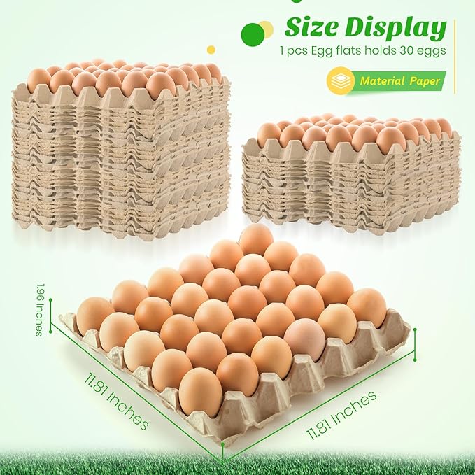 Estune 120 Pack Egg Cartons Crates 30 Cell Pulp Fiber Egg Flats Reusable Stackable Cardboard Tray for Home Storing Packing Roach Colony Soundproofing
