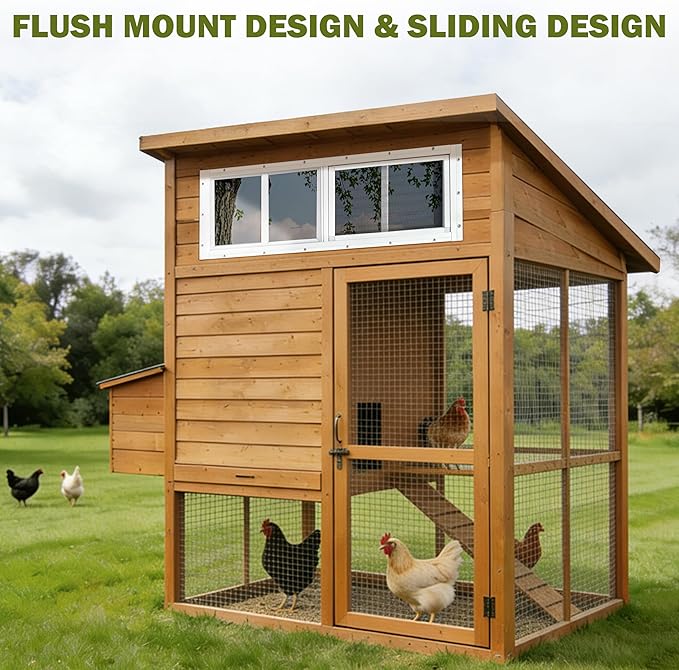 2 Pack Shed Windows, 10"x 23" White Sliding Window Suitable for Chicken Coop, shed, Household, Barn - Transom Window with Tempered Glass and Fiberglass Screen (WH,10''x 23'')
