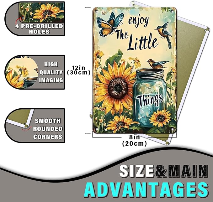 Flowers Vintage Tin Sig Flowers Metal Tin Sig Retro Sign for Home Bar Office Outdoor Wall Decor 12x16inch