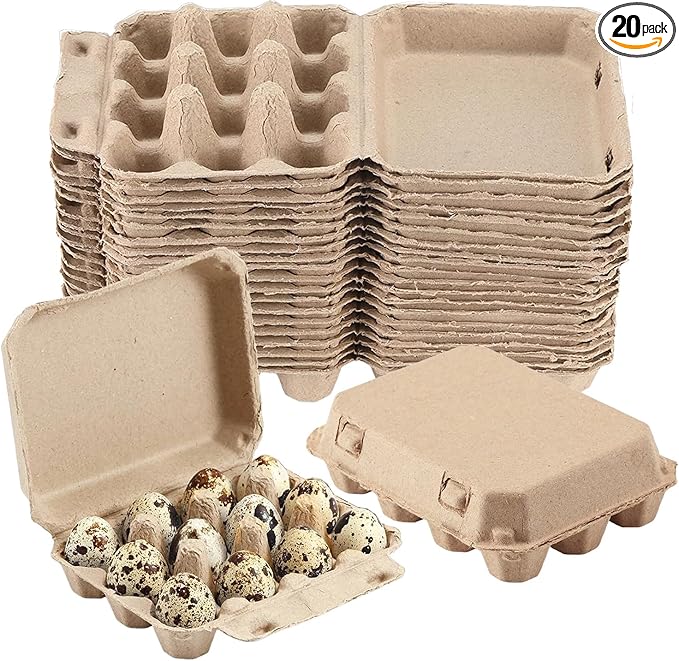20Pcs Quail Egg Cartons,Natural Color Pulp Paper Dozen Egg Box,12 Count Eggs Cartons Cheap Bulk,Reusable Quail Eggs Bulk Carton Trays for Home Kitchen Refrigerator Farmhouse