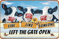 Vintage Metal Farm Signs-Funny Cow Decor Sign Live Like Someone Left The Gate Open Tin Sign for Home Farm Fence Kitchen Bedroom Wall Decor 8x12 inches