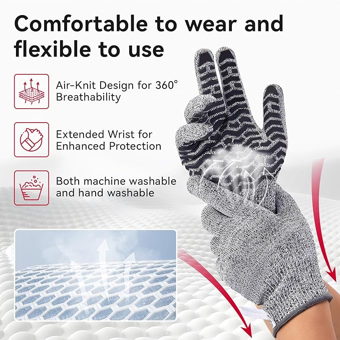 HandLove Cut Resistant Gloves, 100% Food Contact Safe, CE Level 5 Premium Protective Cutting Gloves