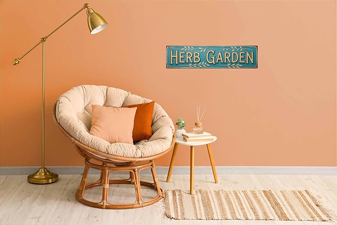 Herb Garden Metal Sign 4x16in Rustic Plaque for Kitchen Garden Wall Decor