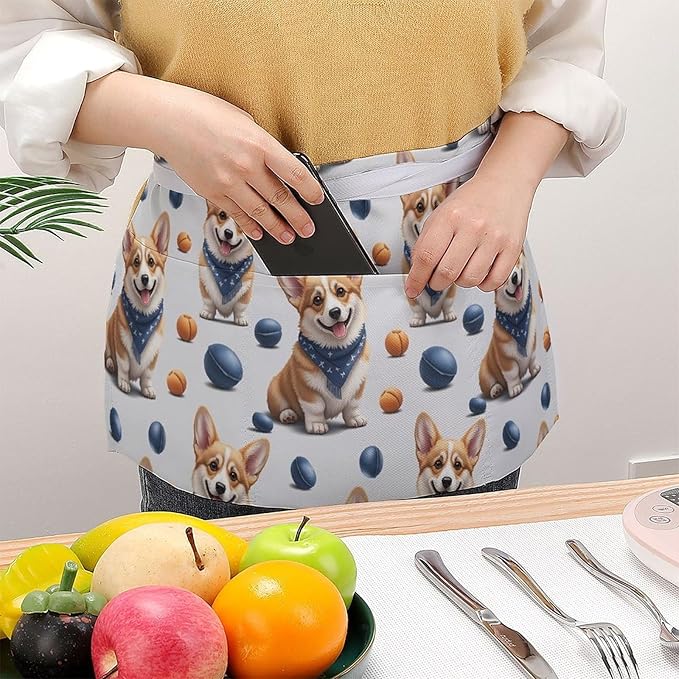 Unisex Half Waiter Waist Short Apron Waterproof Chef Works Waitress Aprons