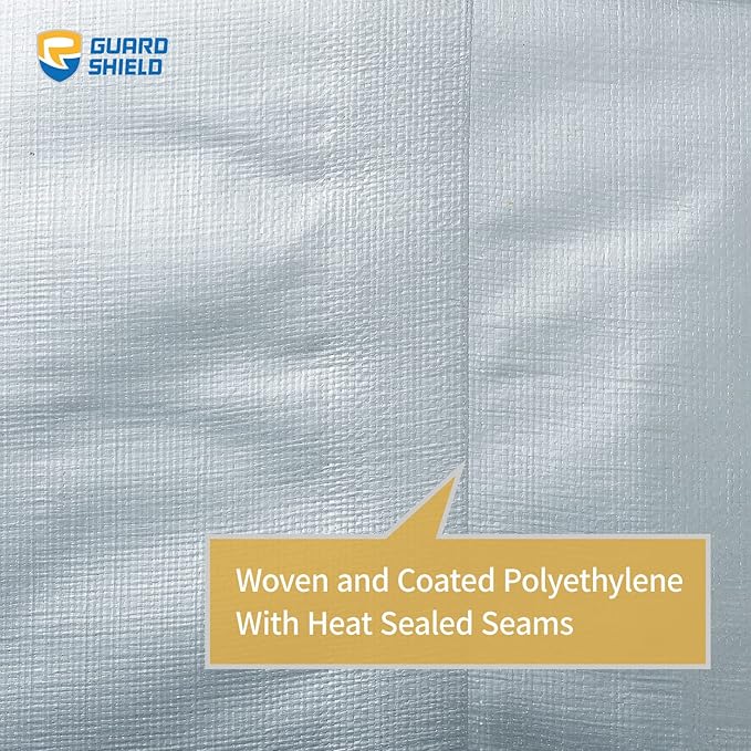 GUARD SHIELD Heavy Duty Tarp 20x30 Feet Silver Multi Purpose Thick Waterproof Poly Tarp Cover 10mil