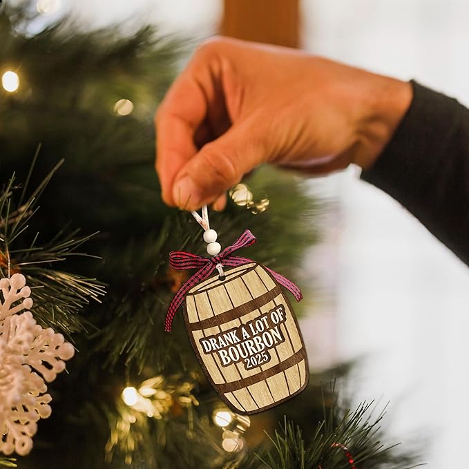 Bourbon Ornament - Bourbon Gifts for Men, Women, Wine Lovers - Wine Ornaments for Christmas Tree - Whiskey Wooden Christmas Ornament