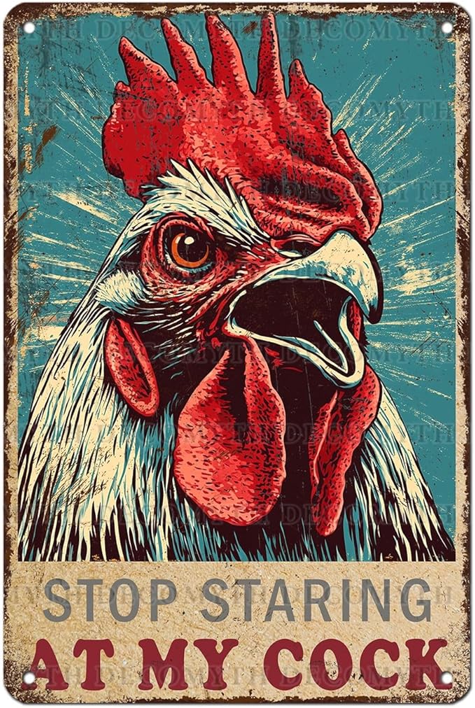 Funny Chicken Vintage Metal Tin Sign for Farm Chicken Coop Farmhouse Wall Decorations 12 * 8inch
