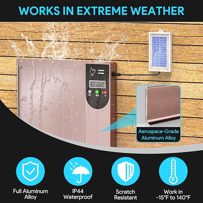 Automatic Chicken Coop Door Solar - Powered and Electric Opener with Light Sensor and Timer, Chicken Coop Accessories for Safe and Easy Access with Remote Control and LCD Display