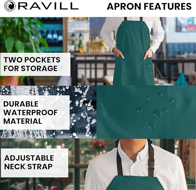 Waterproof Apron For Men and Women - 2 Pockets - 35" Long Multi Purpose Work Aprons for Dishwashing, Dog Grooming