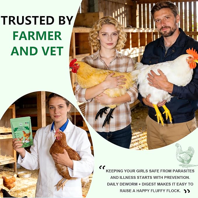 Natural Chicken Poultry De-Wormer Powder, Safe for Eggs, Effective for All Ages & Sizes,1.5 LB