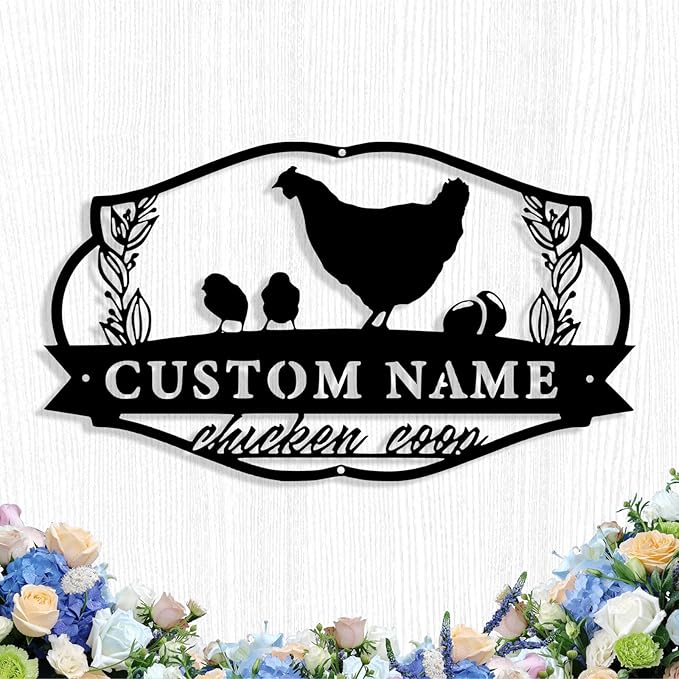 Custom Chicken Coop Metal Sign, Personalized Chicken Coop Sign for Outside, Custom Metal Hen House Farm Signs, Chickens Hen House Farmhouse Wall Art Decor