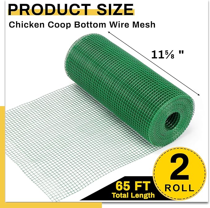 Chicken Coop Predator Proof Wire Mesh, Poultry Bottom Barrier Netting, Anti-Digging Skirt Predator Apron, 11.6" x 65 Ft Total