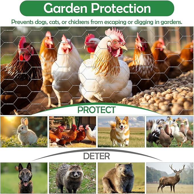 Floral Chicken Wire for Craft, 15.7 Inch x 75 FT Lightweight Galvanized Hexagonal Chicken Wire Netting, Silver Chicken Wire Fence for Garden Poultry Chicken Wire Mesh with Gloves, Wire Ties, Plier