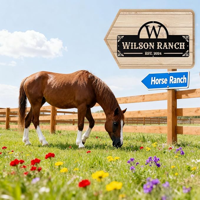 Personalized Metal Farm Signs, Custom Farm Metal Signs Outdoor, Custom Ranch Sign, Customized Family Name Sign for Farms, Ranch, Farmhouse - Housewarming Rancher Gifts