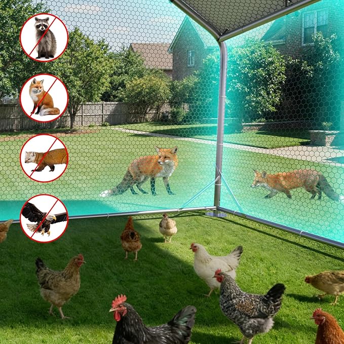 Large Metal Chicken Coop, Chicken Runs for Yard with Cover, Walk-in Chicken Run, Outdoor Chicken Pen, Heavy-Duty Galvanized Frame with Roosting Ladder,10x6.5x6.5FT