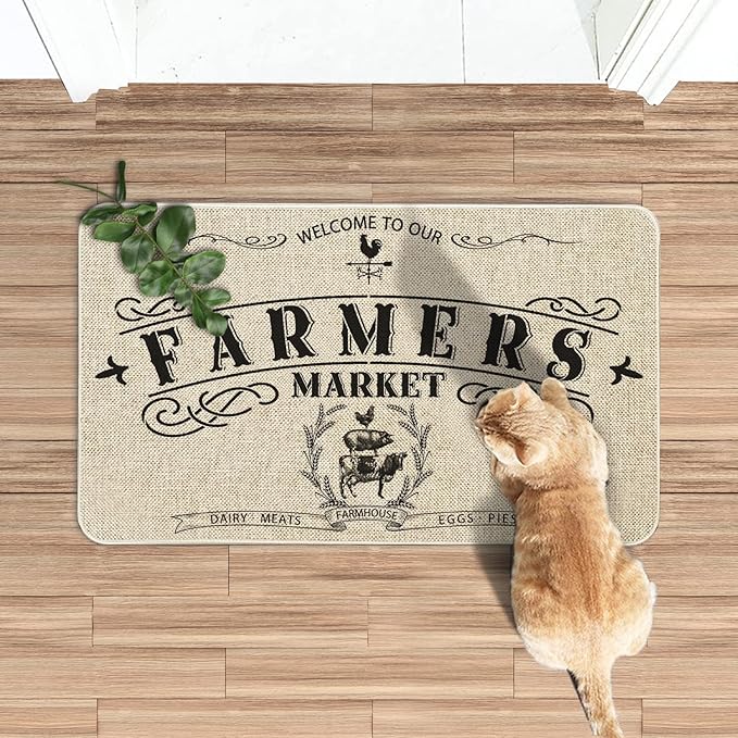 Roszwtit Farmhouse Kitchen Rugs and Mats, Farmhouse Door Mat, Seasonal Washable Non-Slip Floor Mats for Home Kitchen Decor 30x17 Inch