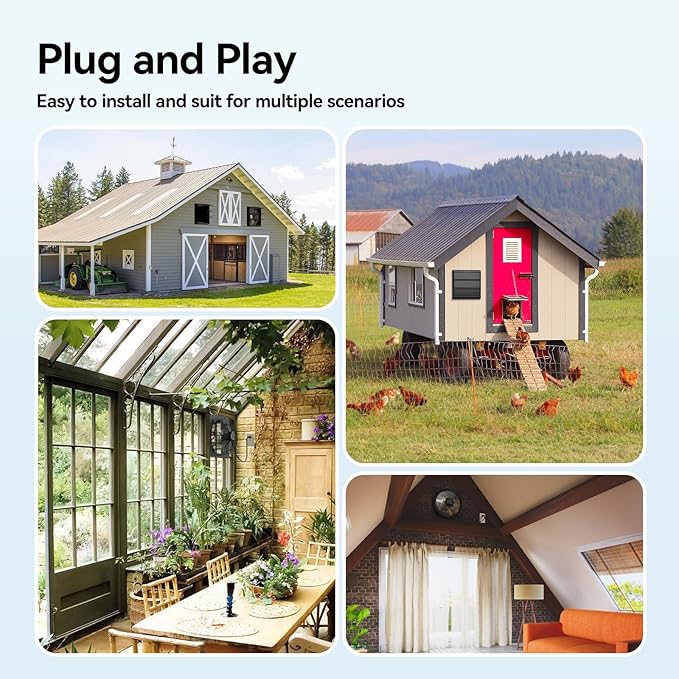 addlon 12 Shutter Exhaust Fan Wall Mounted with EC Motors and Remote Control, Timer, 8 Speeds, 1250CFM, Low Noise, Easy to Install, Plug in Ventilation Fan for Garages, Shops, Greenhouse, Attic