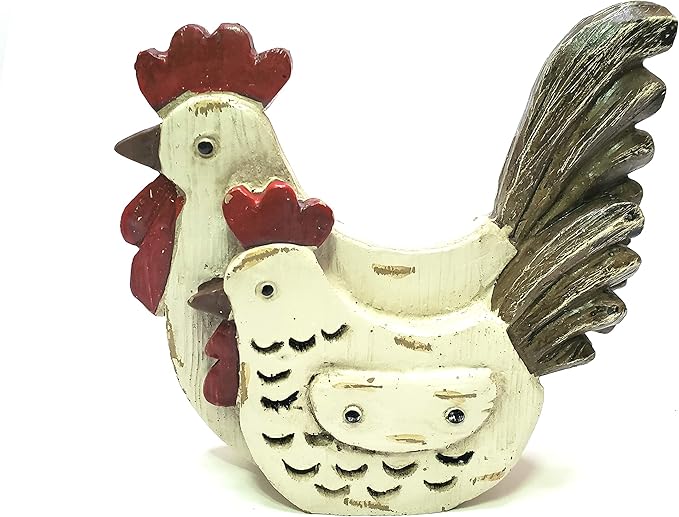 Rustic Chicken Pair Tabletop Decor Figurine