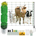 Electric Fence Netting, Portable Livestock Fencing for Sheep, Cattle, Net Fencing Kit with 14 Posts Double Spiked, Movable Poultry Netting for Backyards, Homesteaders, Farms Ranches (164 * 35.43)
