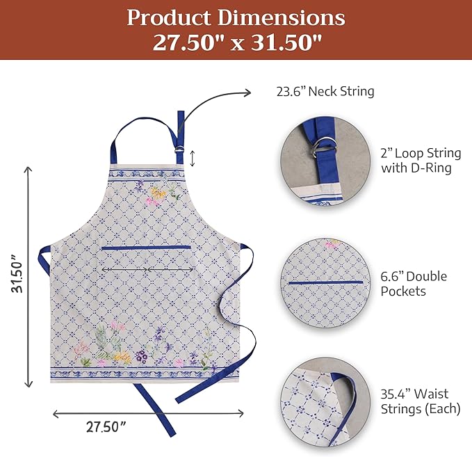 Maison d' Hermine 100% Cotton Apron for women with Pocket Kitchen Chef Apron for Men Cooking Easter Decorations