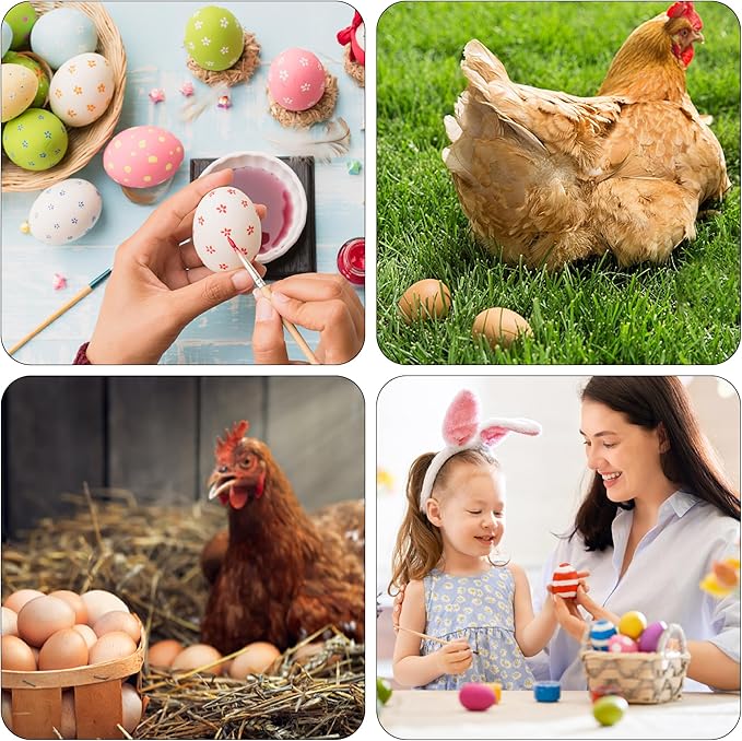 YunKo 6Pcs Wooden Easter Eggs Fake Wood Easter Unfinished Eggs to Paint for Crafts Home Decor
