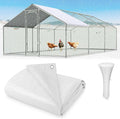 UNIFAMILY 11.1x6.2 Ft Chicken Coop Cover for Winter, Waterproof White Chicken Coop Tarp, Chicken Run Cover for Winter, Chick Tent Covers for Shade, Shade Cloth for Sun Resistance Poultry Cage Tarp
