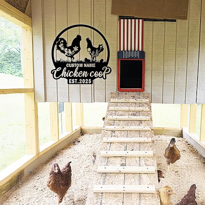 Custom Chicken Coop Metal Sign, Personalized Farmhouse Wall Decor, Vintage Fluffy Butt Hut Decor, Custom Name Sign for Farm, Gifts for Chicken Lovers