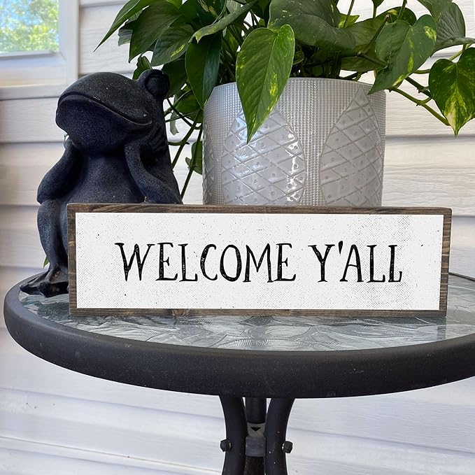 Wood & Metal Southern Sign – Weatherproof Indoor Outdoor Wall Decor – Rustic Charm with "Welcome Y’all" – Gift-Wrapped & Ready to Give