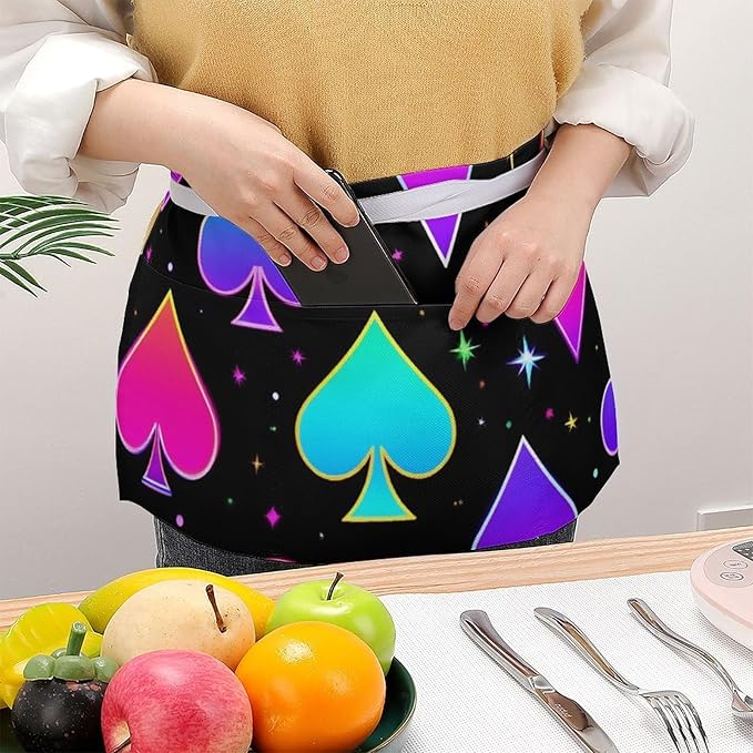 Server Waist Aprons Waitress Unisex Chef Works Half Apron with 3 Pockets